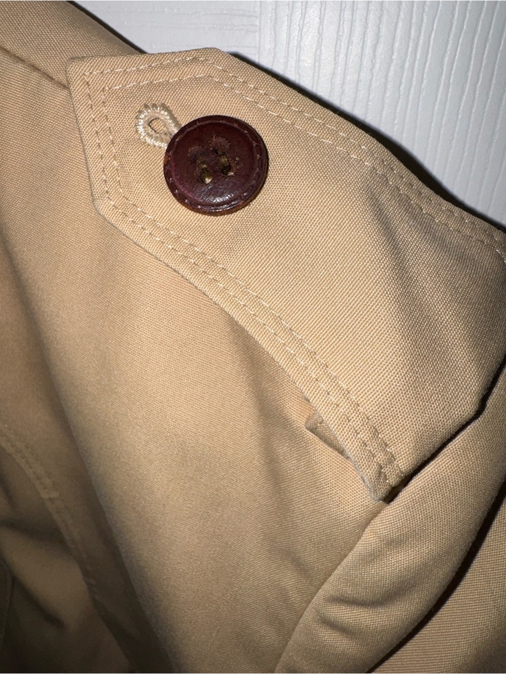 Vintage Etienne Aigner USA Tan Belted Trench Coat Leather Trim Medium - Picture 4 of 14